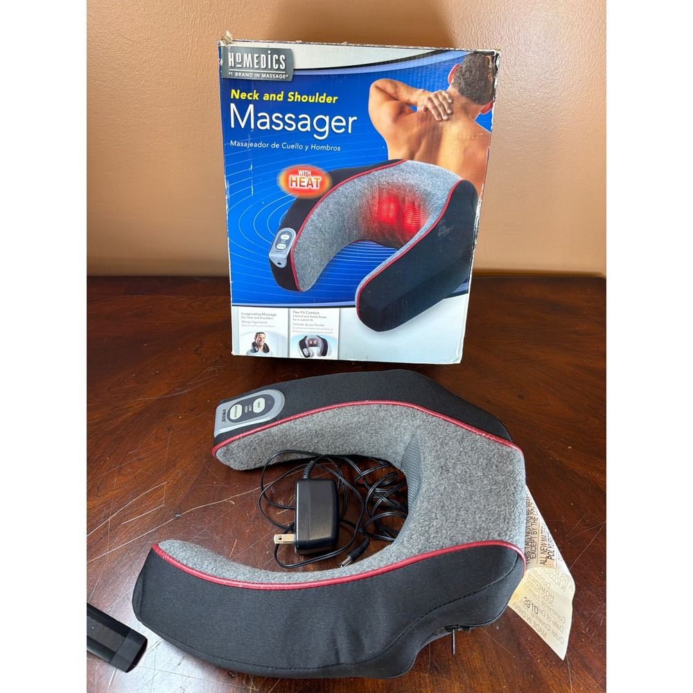 HoMedics Neck‎ and Shoulder Massager with Heat NMSQ-200J-2 Black Gray Fleece